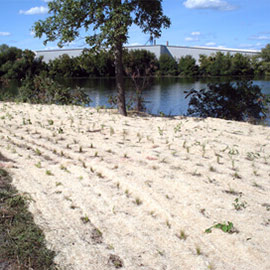 straw mats installed on a slope