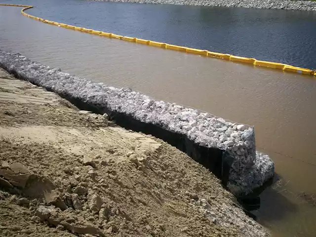 silt barrier installed on river