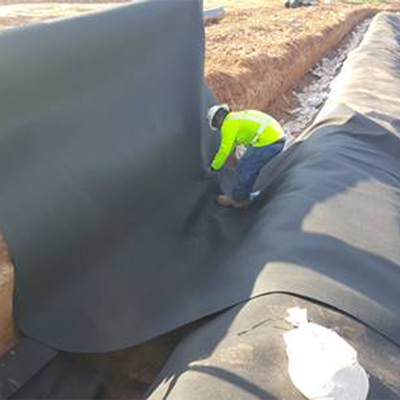 woven geotextile on construction site